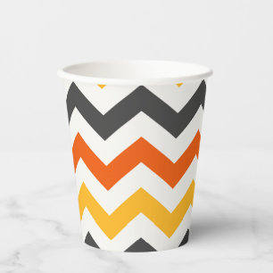 Orange and Black Zigzag Paper Cups