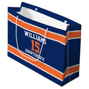 Orange and Blue 12.5” l x 4” w x 9” h Large Gift Bag