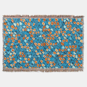 Orange and Blue Abstract Art Throw Blanket