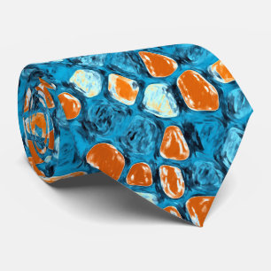 Orange and Blue Abstract Art Tie
