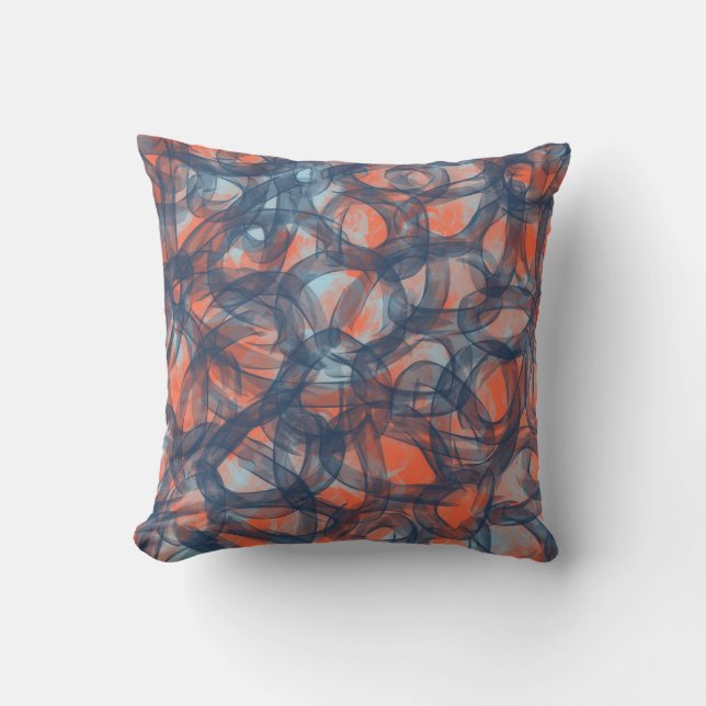 Orange and Blue Abstract Cushion (Front)
