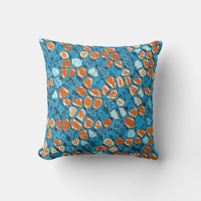 Orange and Blue Abstract Pattern Cushion (Front)