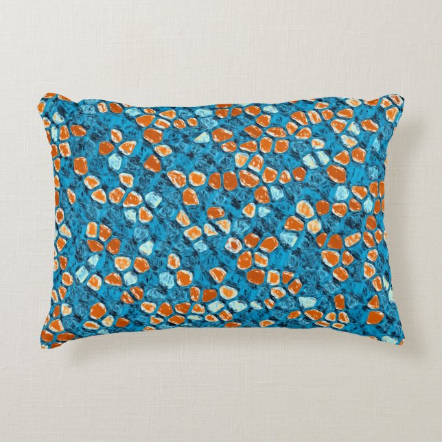 Orange and Blue Abstract Pattern Decorative Cushion (Front)