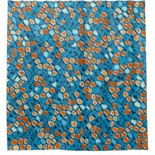 Orange and Blue Abstract Pattern Shower Curtain
