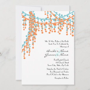Orange and Blue Beaded Wedding Invitation