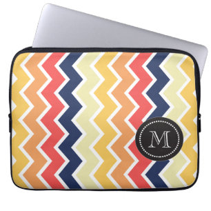 Orange And Blue Chevron Geometric Designs Colour Laptop Sleeve