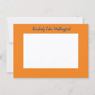 Orange and Blue Classic Personalised Flat Note Invitation