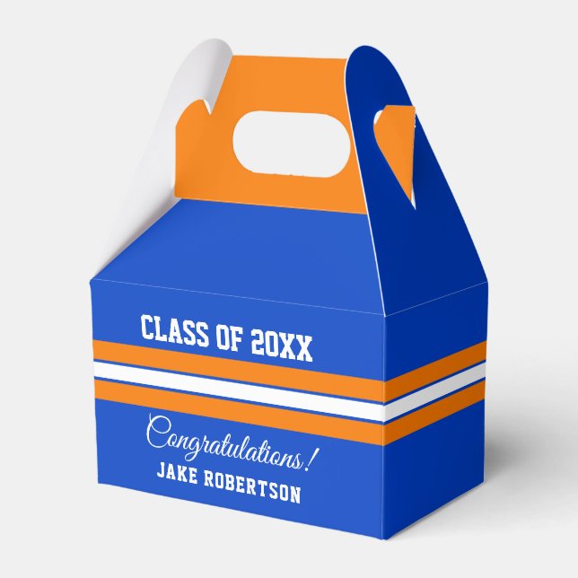 Orange and Blue Custom Graduation Favour Box (Front Side)