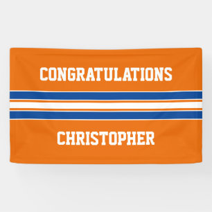 Orange and Blue Custom Sports Graduation Banner