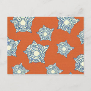 Orange and Blue Decorative Pattern Gifts Postcard