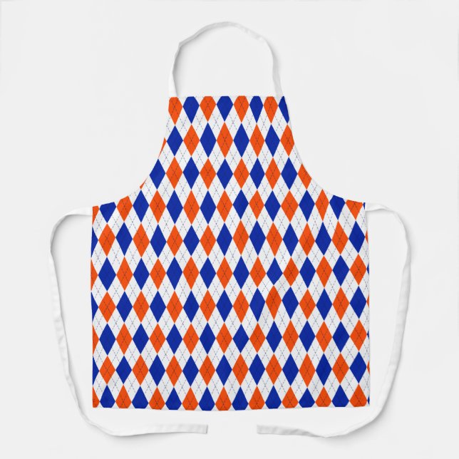 Orange and Blue Diamond Argyle Apron (Front)