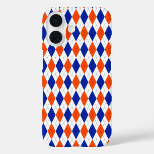 Orange and Blue Diamond Argyle iPhone 16 Case