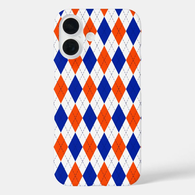 Orange and Blue Diamond Argyle Case-Mate iPhone Case (Back)