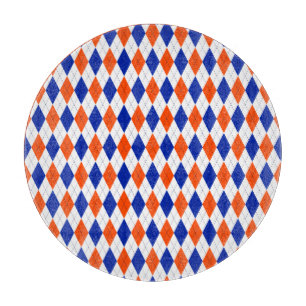 Orange and Blue Diamond Argyle Cutting Board