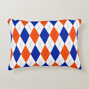 Orange and Blue Diamond Argyle Decorative Cushion