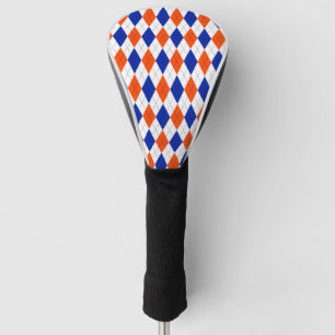 Orange and Blue Diamond Argyle Golf Head Cover