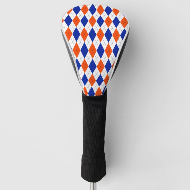 Orange and Blue Diamond Argyle  Golf Head Cover (Front)
