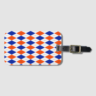 Orange and Blue Diamond Argyle  Luggage Tag