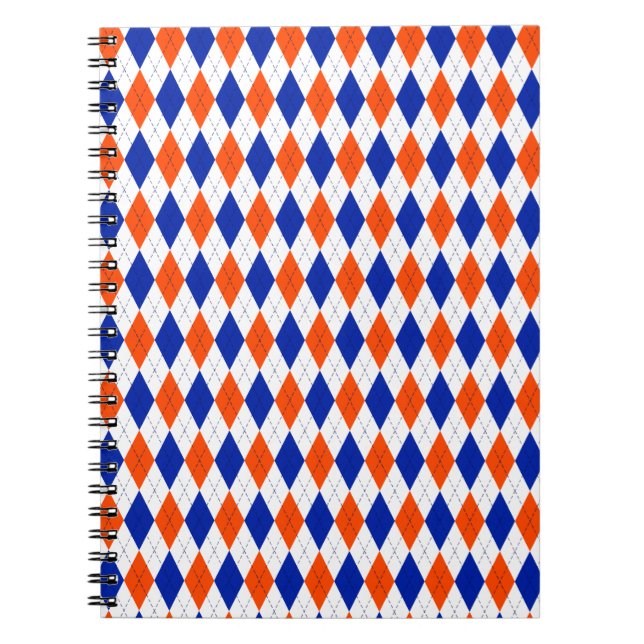 Orange and Blue Diamond Argyle Notebook (Front)
