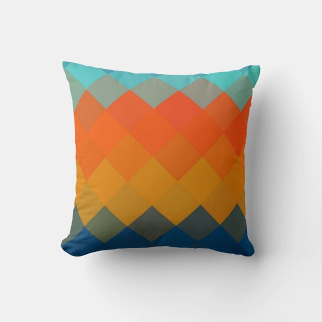 Orange and Blue Diamond Seamless Pattern Cushion (Front)