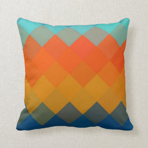 Orange and Blue Diamond Seamless Pattern Cushion