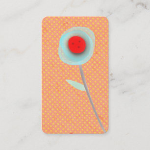 Orange and blue Floral Yellow Polka Dots Business Card