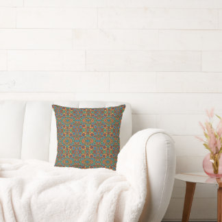 Orange and blue flowers cushion
