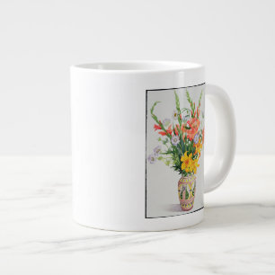 Orange and Blue Flowers in a Moroccan Vase Large Coffee Mug