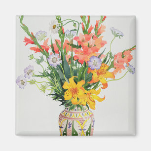 Orange and Blue Flowers in a Moroccan Vase Magnet