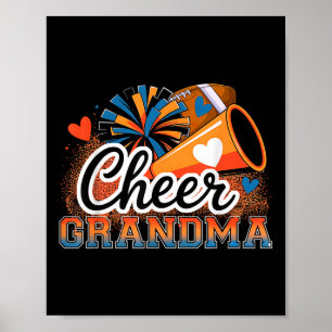 Orange And Blue Football Cheer Grandma For Women C Poster