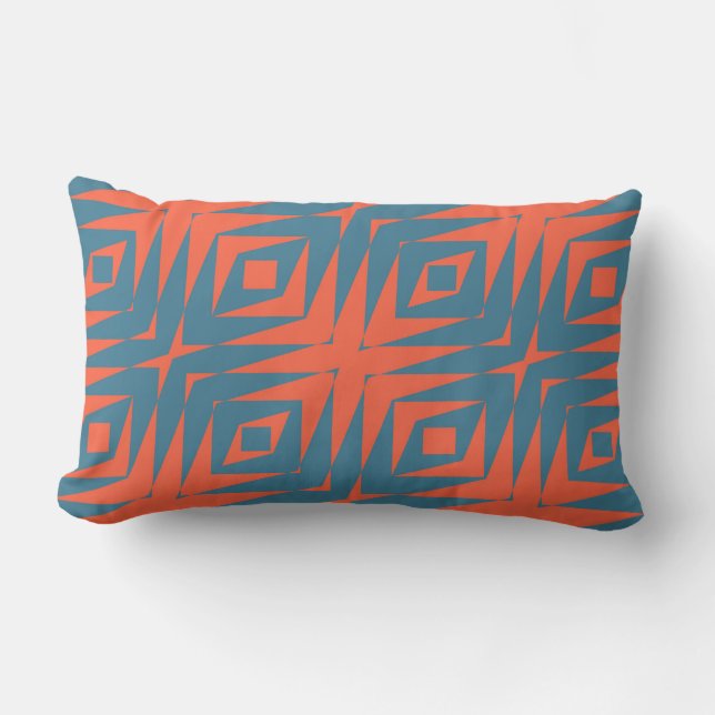 orange and blue geometric lumbar cushion (Front)