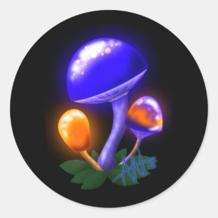 Orange and Blue Glowing Mushroom Sticker
