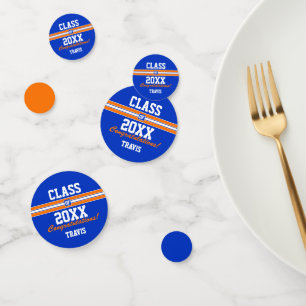Orange and Blue Graduation Custom Congratulations Confetti