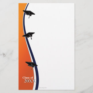 Orange and Blue Graduation Note Paper Stationery