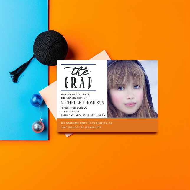 Orange and Blue Graduation Party Invitation (Orange and Blue Graduation)