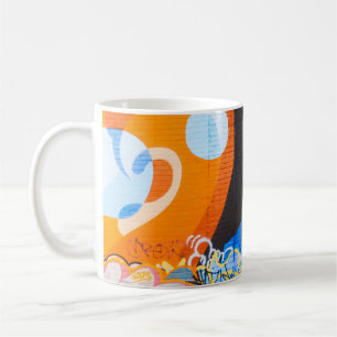 Orange and blue graffiti coffee mug
