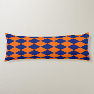Orange and Blue Harlequin Checkered Design Body Cushion