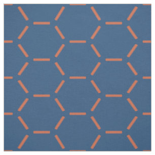 Orange and Blue Hexagon Pattern Fabric