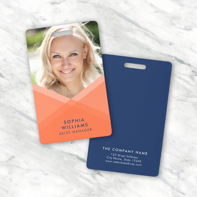 Orange and Blue Layered Geometric Photo ID Badge (Creator Uploaded)