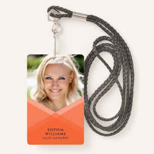 Orange and Blue Layered Geometric Photo ID Badge