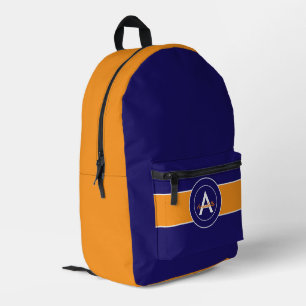 Orange and Blue Monogram Personalised Printed Backpack