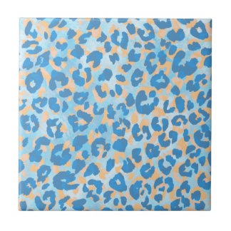 Orange And Blue Painted Leopard Ceramic Tile