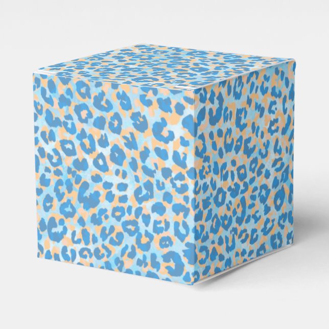 Orange And Blue Painted Leopard    Favour Box (Front Side)