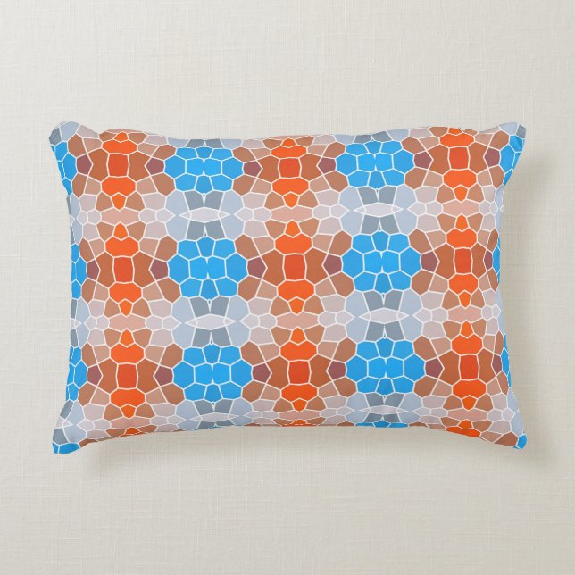 Orange and Blue Pattern Decorative Cushion (Front)