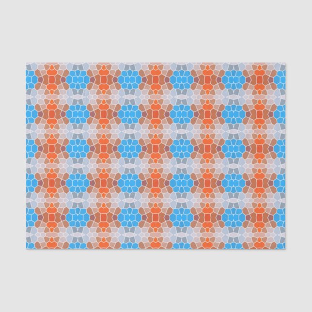 Orange and Blue Pattern Tissue Paper (Front)