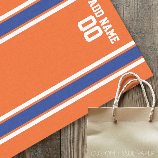 Orange and Blue Personalised Sports Jersey Tissue Paper (Custom Tissue Paper)