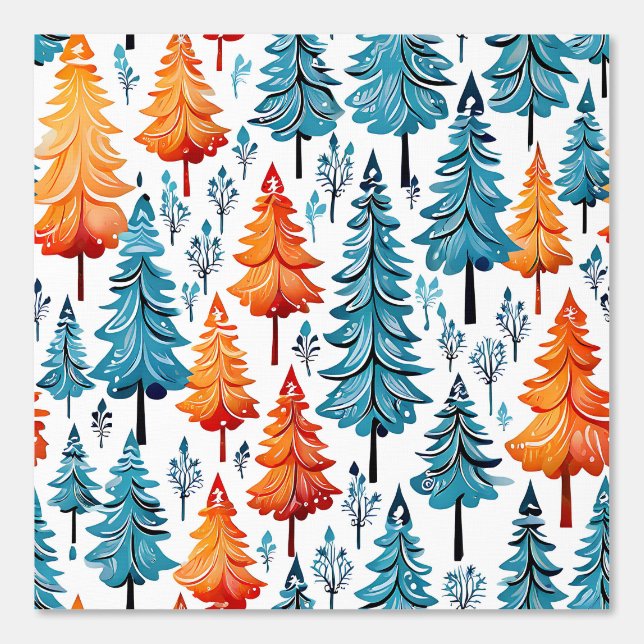 Orange and Blue Pine Trees  Wallpaper (Front)