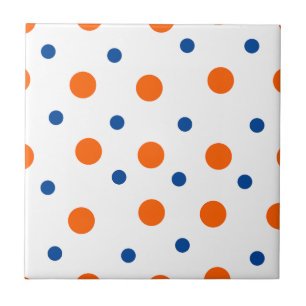 orange and blue polka dots ceramic tile