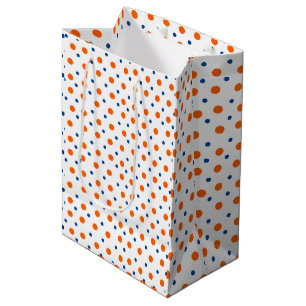 orange and blue polka dots medium gift bag