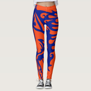 Orange and Blue Pony Horse Stallion Steed Lineart Leggings